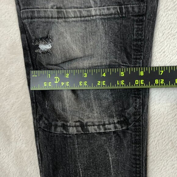 Southpole Mens Jeans Size 32x31 Measured Distressed Straight Biker Black Denim - Picture 4 of 15